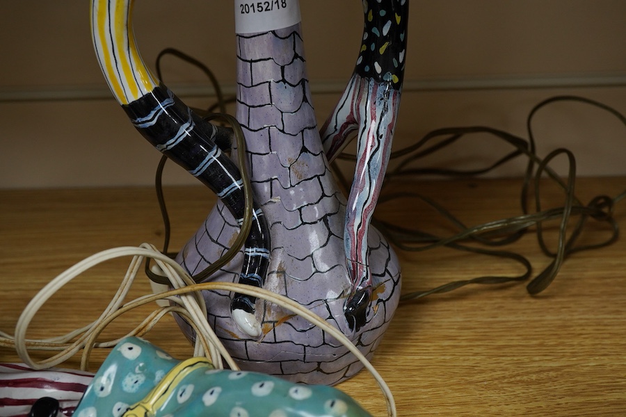 A 1950s Italian San Polo Otello Rosa wall light and table with repairs, both with original shades